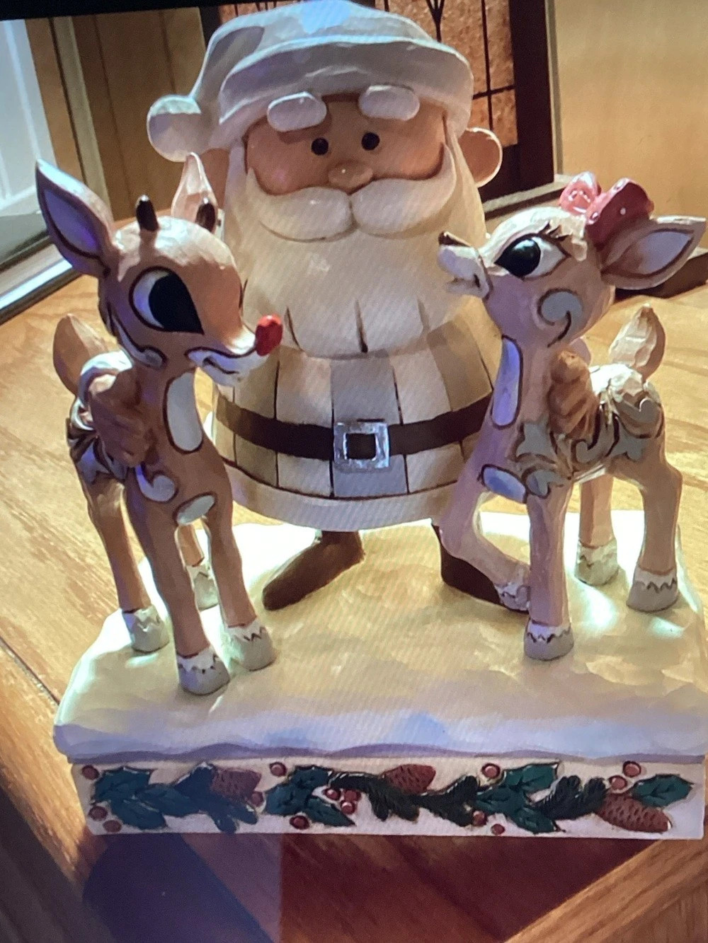 Jim Shore Woodland Santa with Rudolph and Clarice Figurine